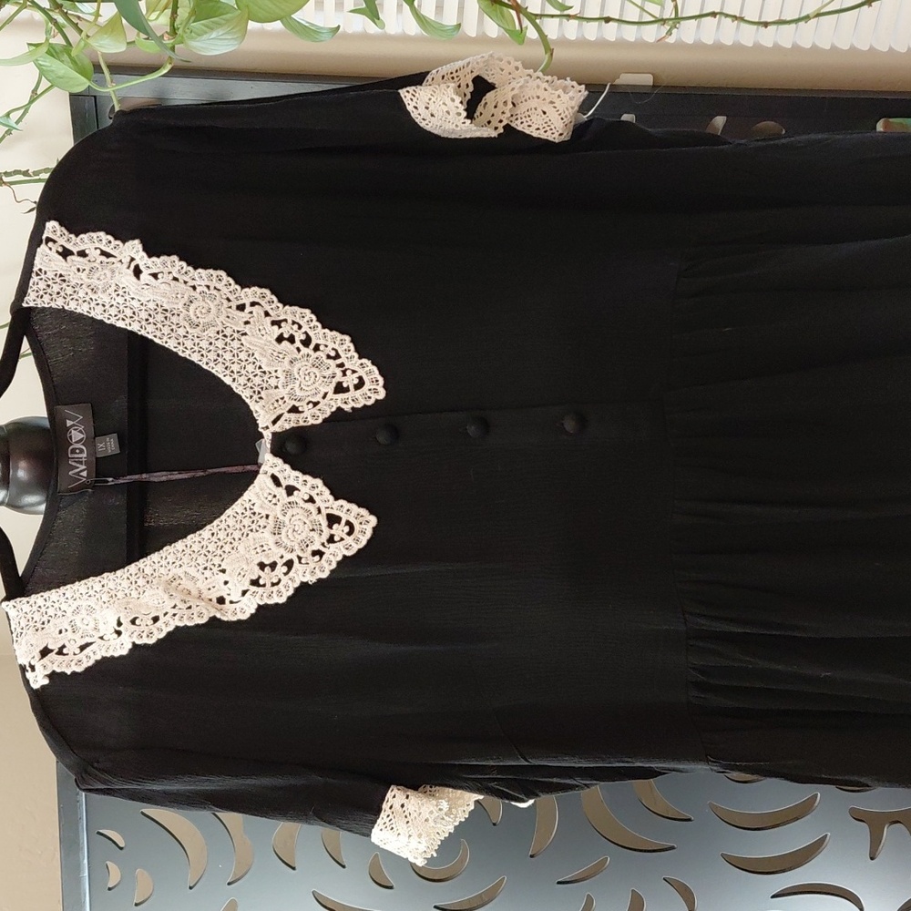 Dollskill Widow 1X BLACK Goth Doll Mini Dress